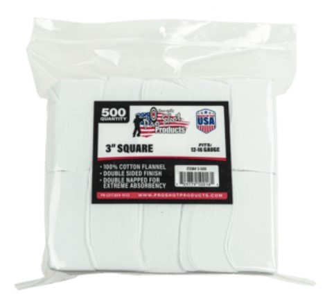 PROSHOT 3IN SQUARE PATCHES - 12 GA TO 16 GA - 500 COUNT 3-500 - 556 Black Friday Promotion